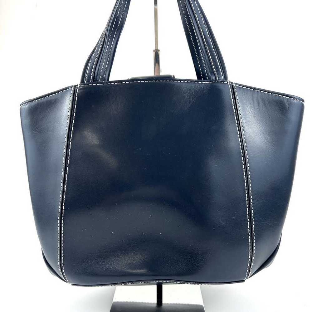 Kitamura navy K logo leather tote bag YI29-03 - image 3