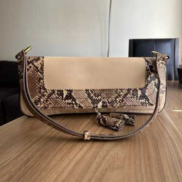 Burberry snakeskin and canvas shoulder bag