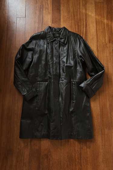 1990's CLASSIC BLACK LEATHER COAT | SIZE M