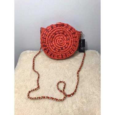 INC Straw Circle Crossbody-coral