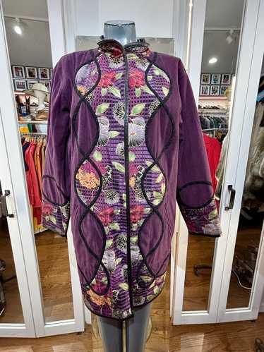 80’s Purple & Multicolor Pattern Reversible Coat B