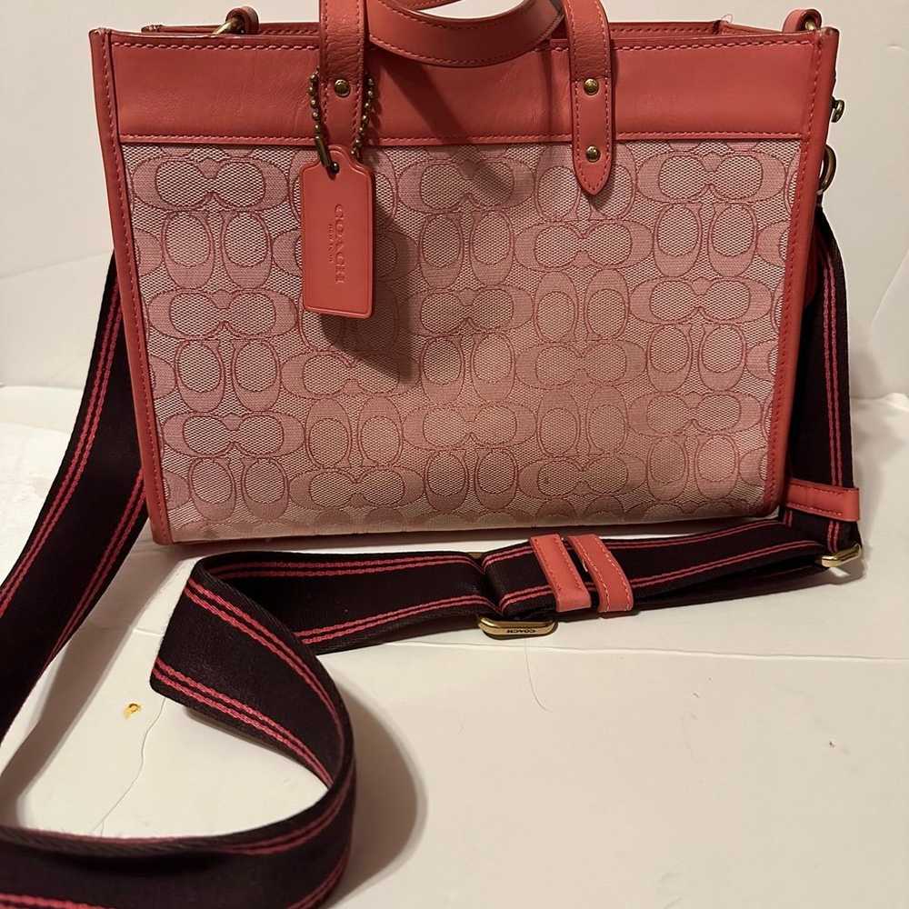 Coach field tote 30 in signature jacquard pink - image 1