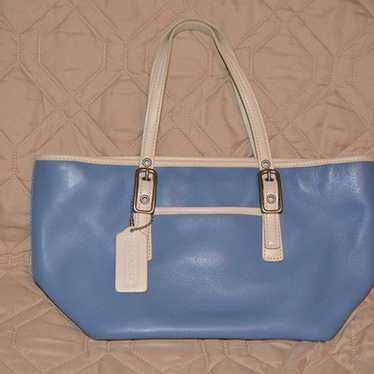 Coach blue leather clutch.