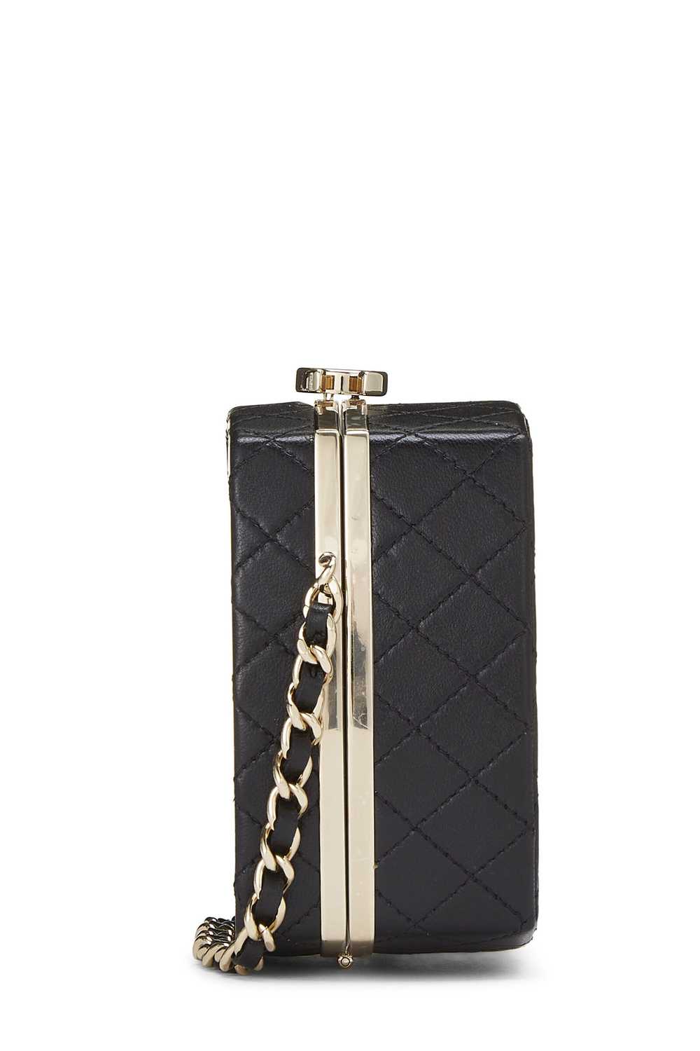 Black Lambskin Powder Clutch On Chain Send in SMS… - image 4