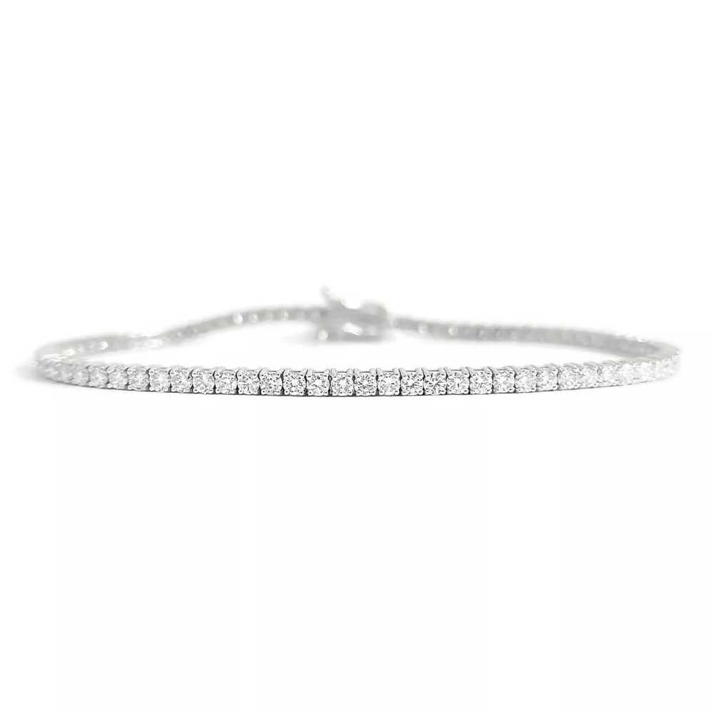 Round Lab-Created Diamond Tennis Bracelet 14K Whi… - image 1