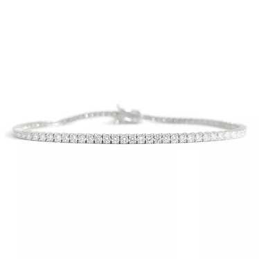 Round Lab-Created Diamond Tennis Bracelet 14K Whi… - image 1