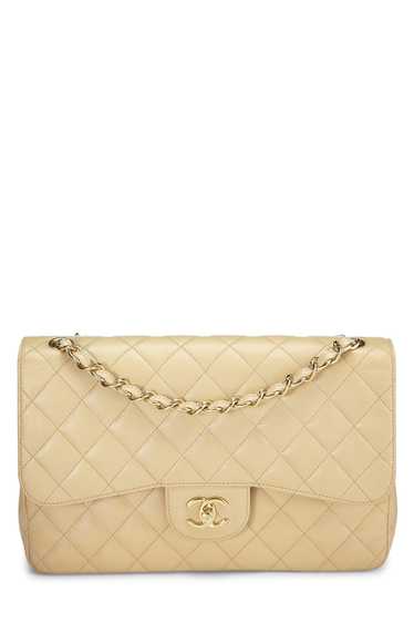 Beige Quilted Caviar New Classic Double Flap Jumbo