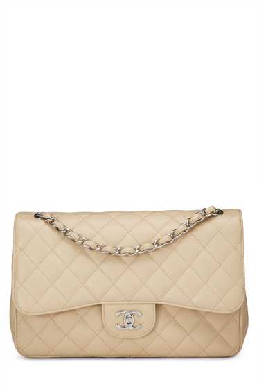 Beige Quilted Caviar New Classic Double Flap Jumb… - image 1