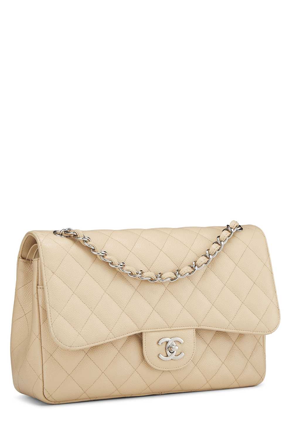 Beige Quilted Caviar New Classic Double Flap Jumb… - image 2