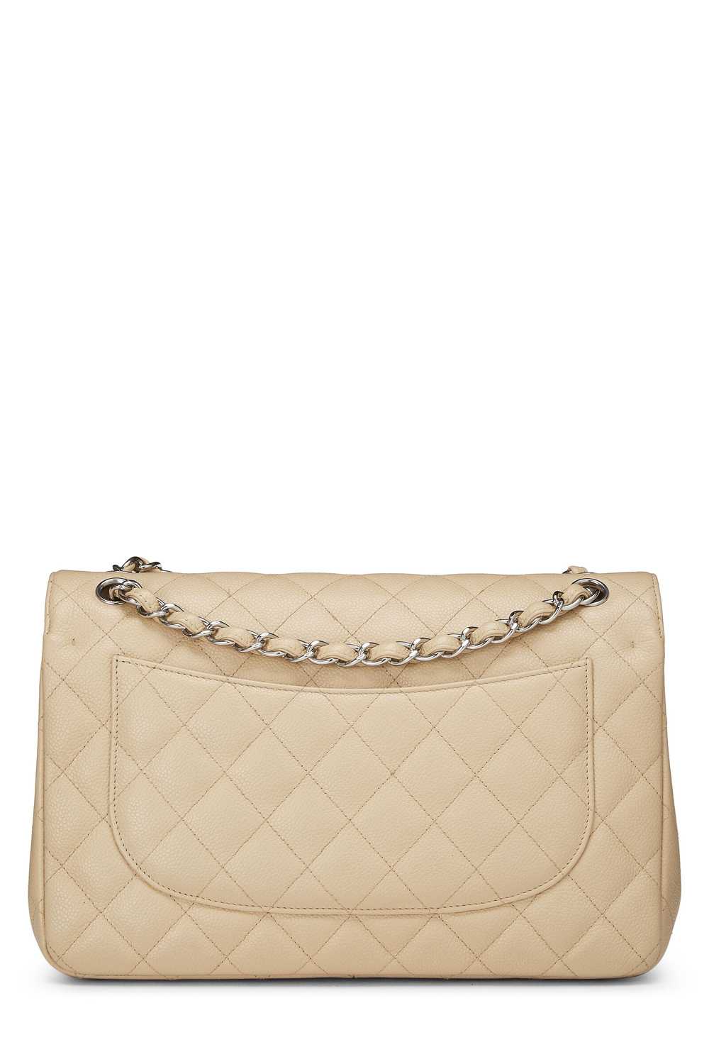 Beige Quilted Caviar New Classic Double Flap Jumb… - image 4