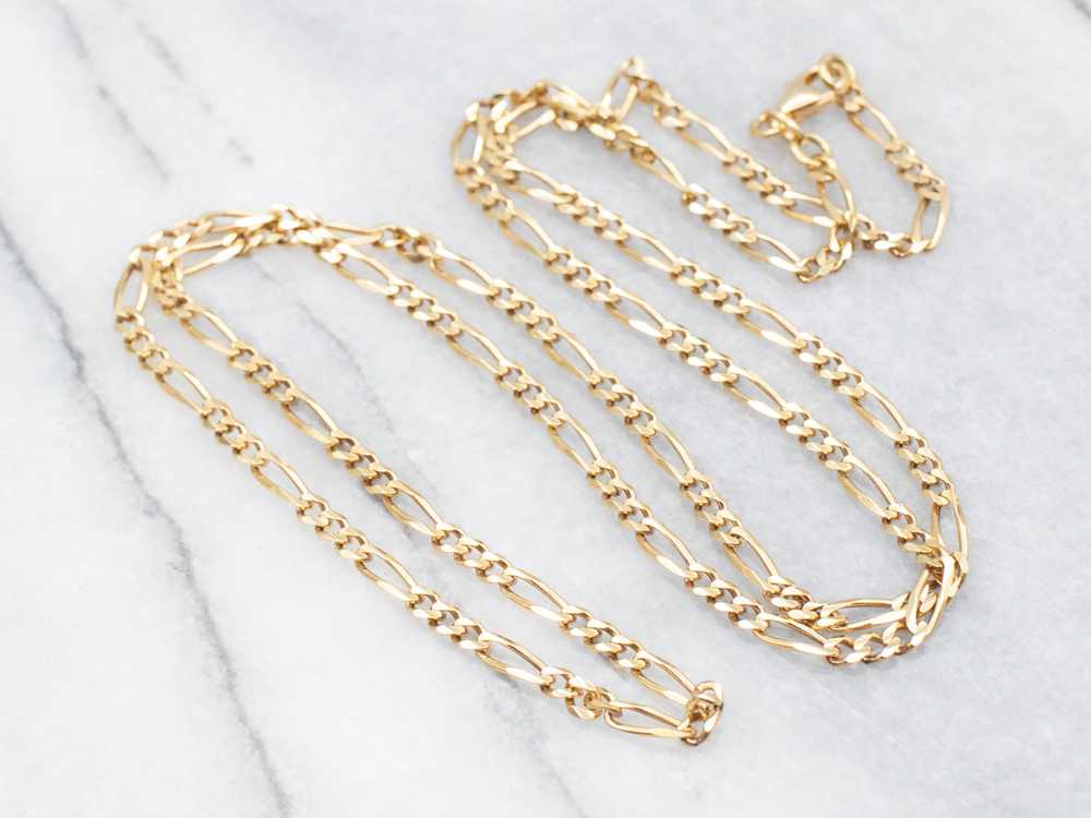 Long Gold Figaro Chain with Lobster Clasp - image 1