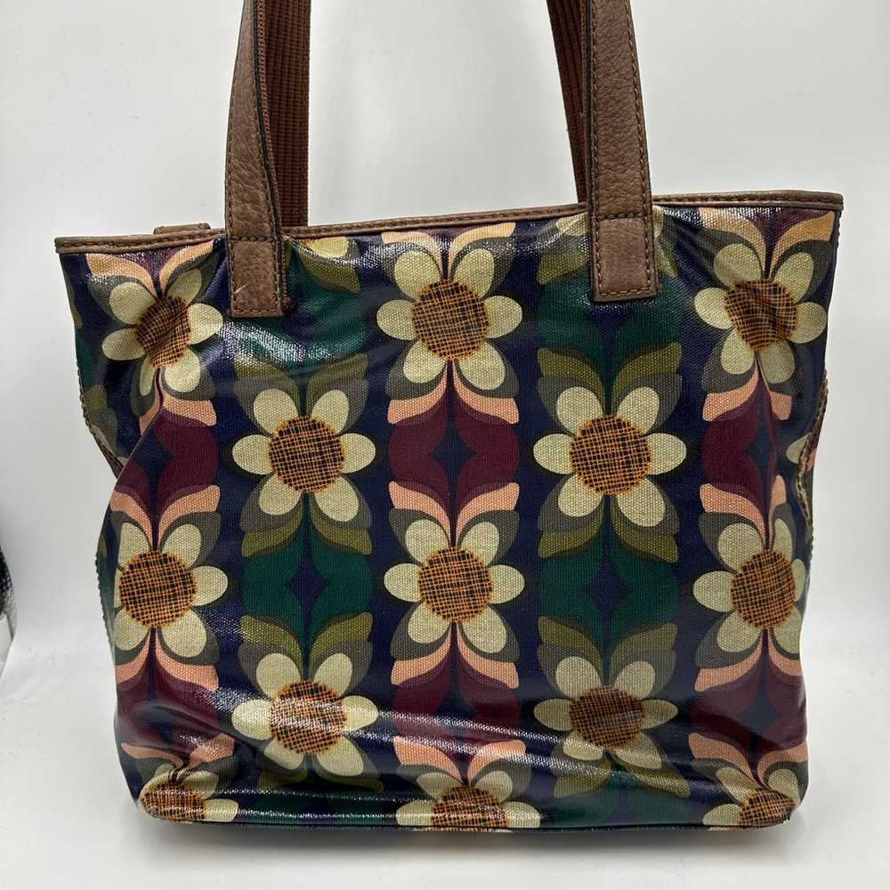 Fossil Key-Per Leather Daisy Print Tote Shoulder … - image 2