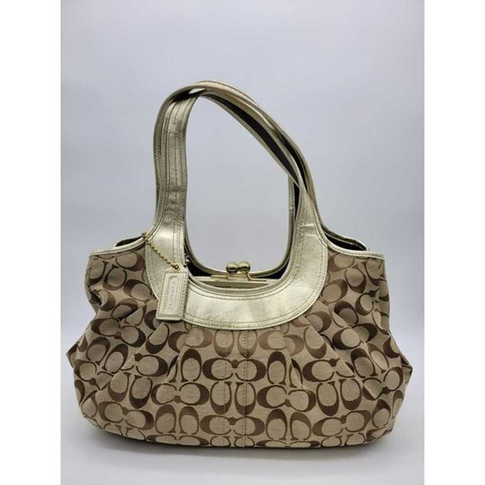 Coach Ergo Pleated Tan-Gold Shoulder Bag - image 1