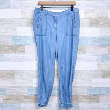 Loft LOFT Lyocell Chambray Ankle Jogger Pants Blue