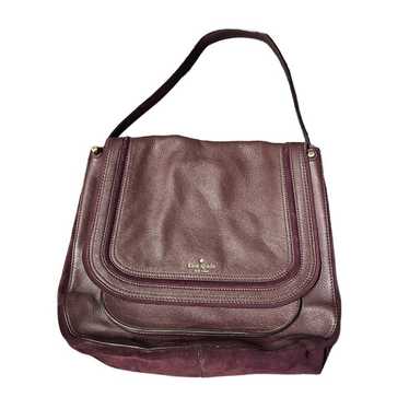 Kate selling Spade Newbury Lane Loden Large Leather Satchel Wine Cherrywood Bag Burgundy