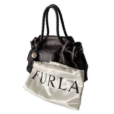 FURLA handbag drawstring leather brown tassel - image 1