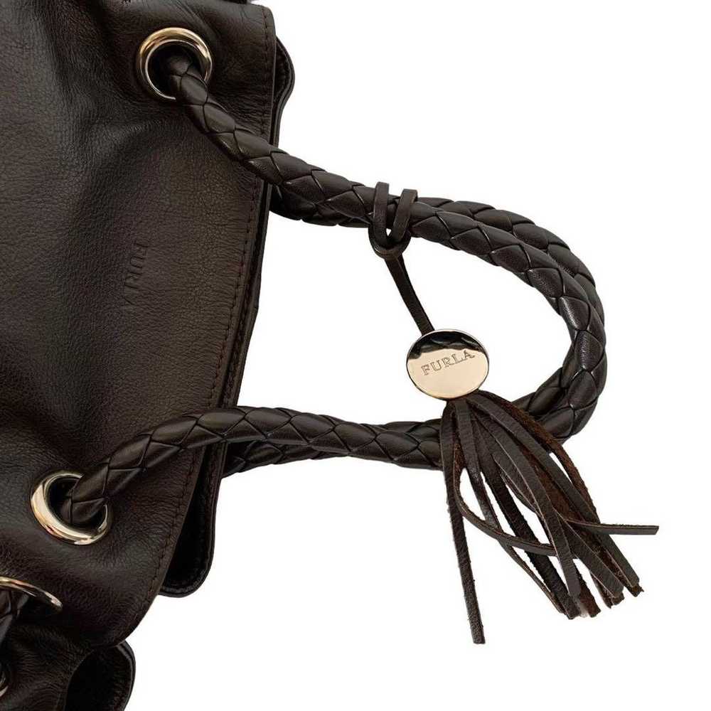 FURLA handbag drawstring leather brown tassel - image 6