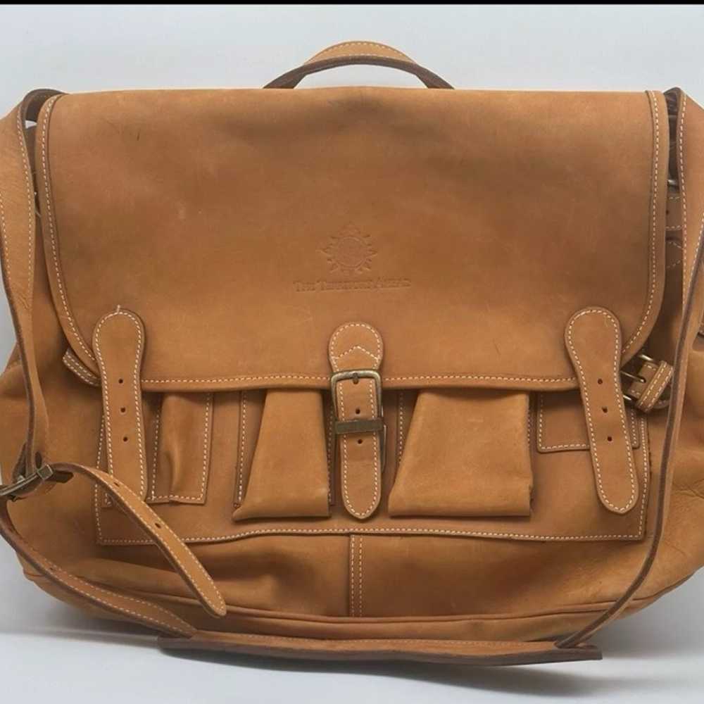 The Territory Ahead Tan Suede Leather Satchel Mes… - image 1