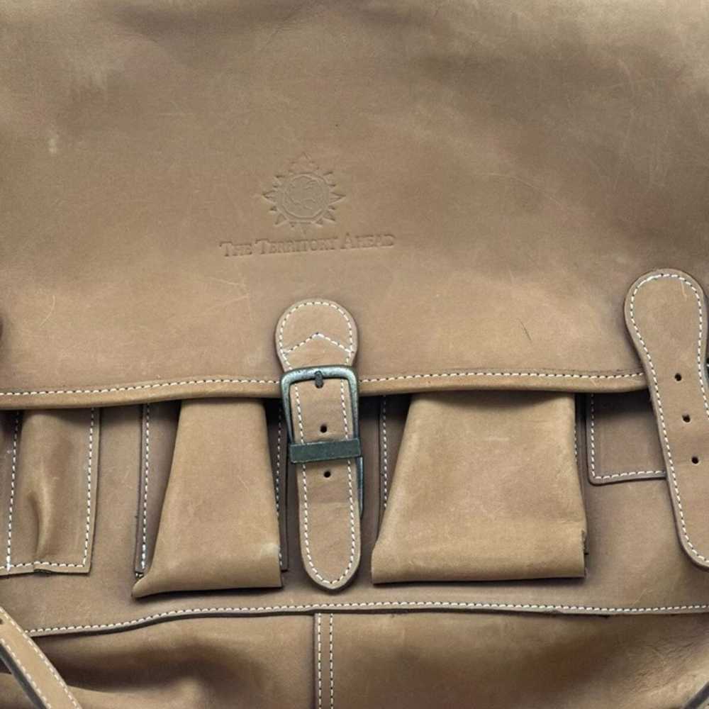 The Territory Ahead Tan Suede Leather Satchel Mes… - image 6