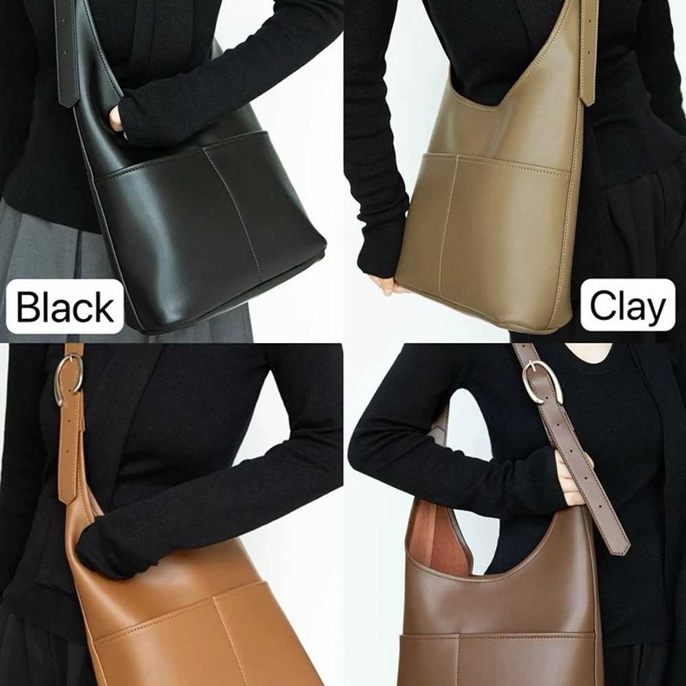 Genuine Leather Hobo Crossbody Bag with Pockets |… - image 1