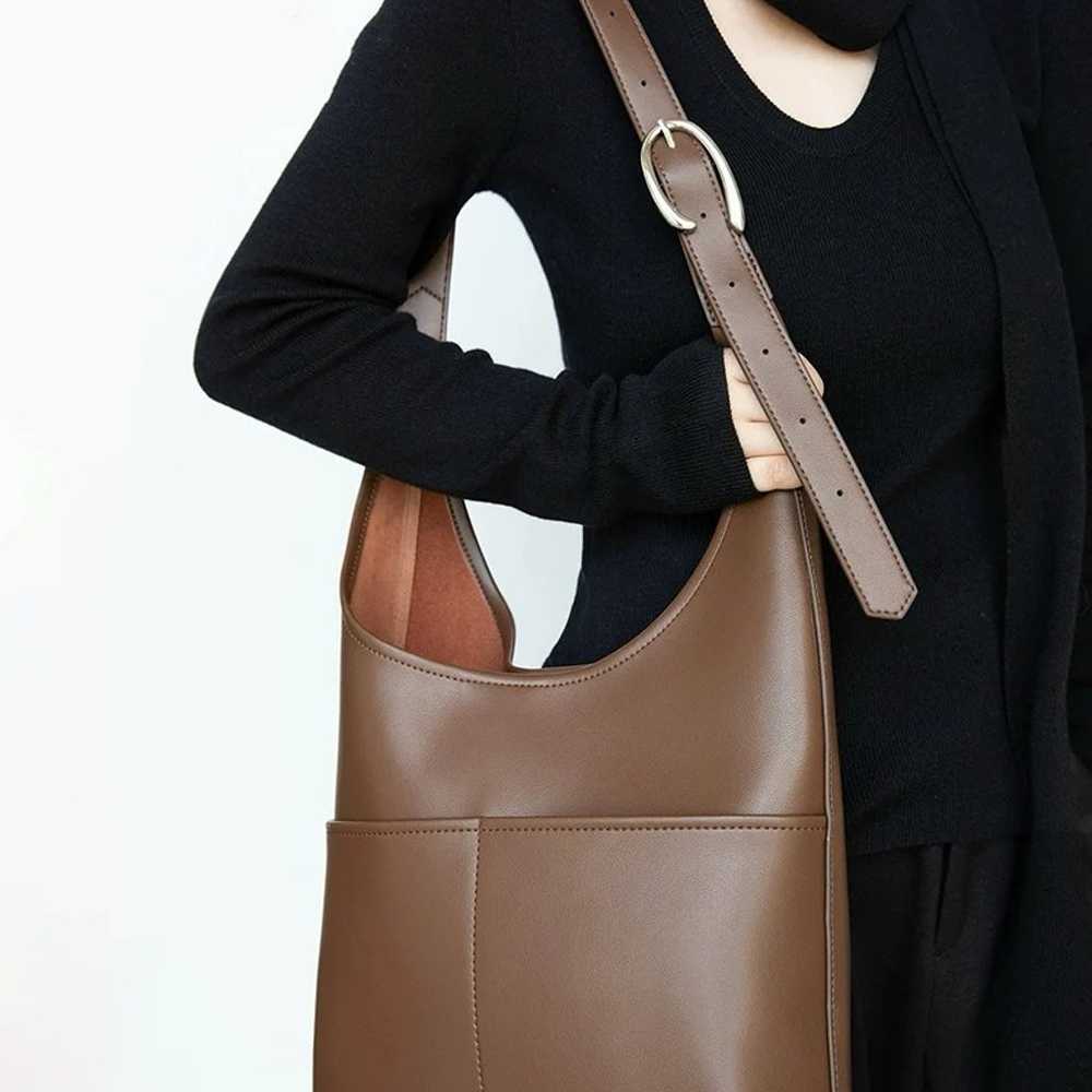 Genuine Leather Hobo Crossbody Bag with Pockets |… - image 7