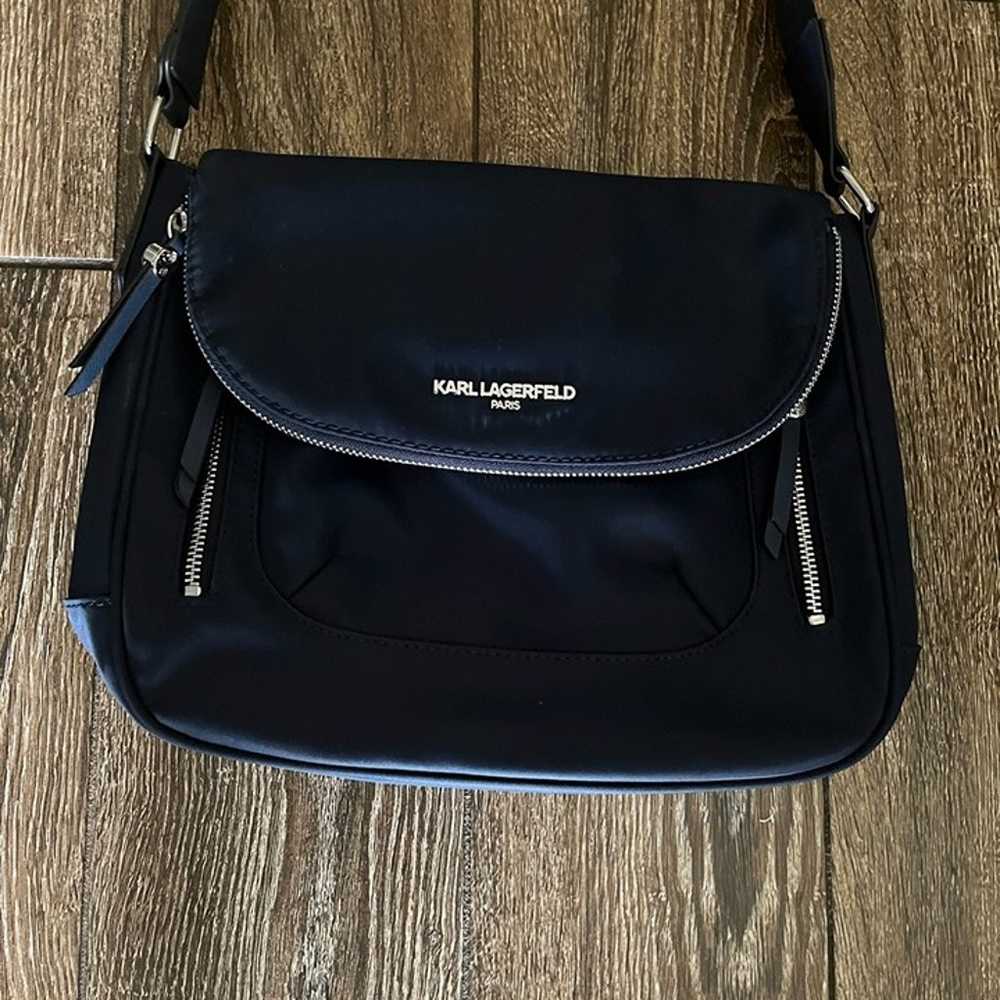 NWOT KARL LAGERFELD Paris Cara nylon navy blue me… - image 4