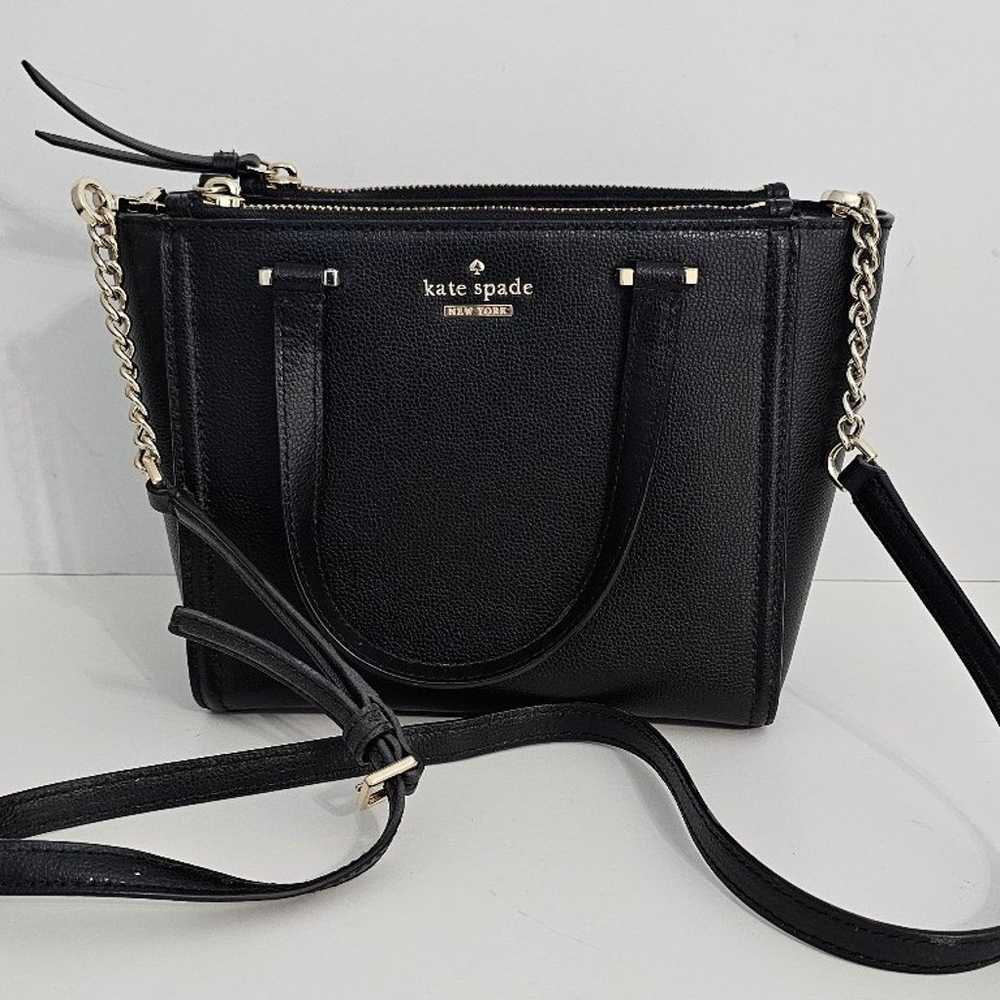 Kate Spade black leather crossbody open top - image 2