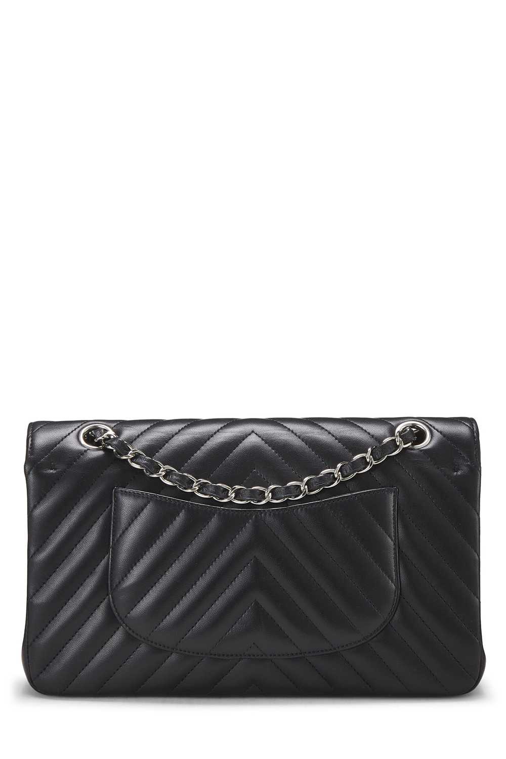 Black Chevron Lambskin Classic Double Flap Medium… - image 4