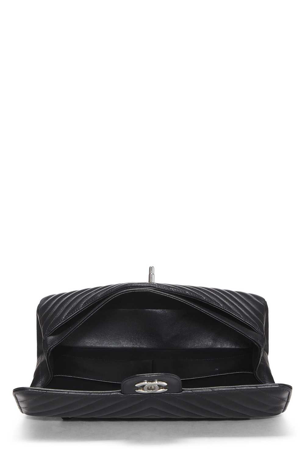 Black Chevron Lambskin Classic Double Flap Medium… - image 6