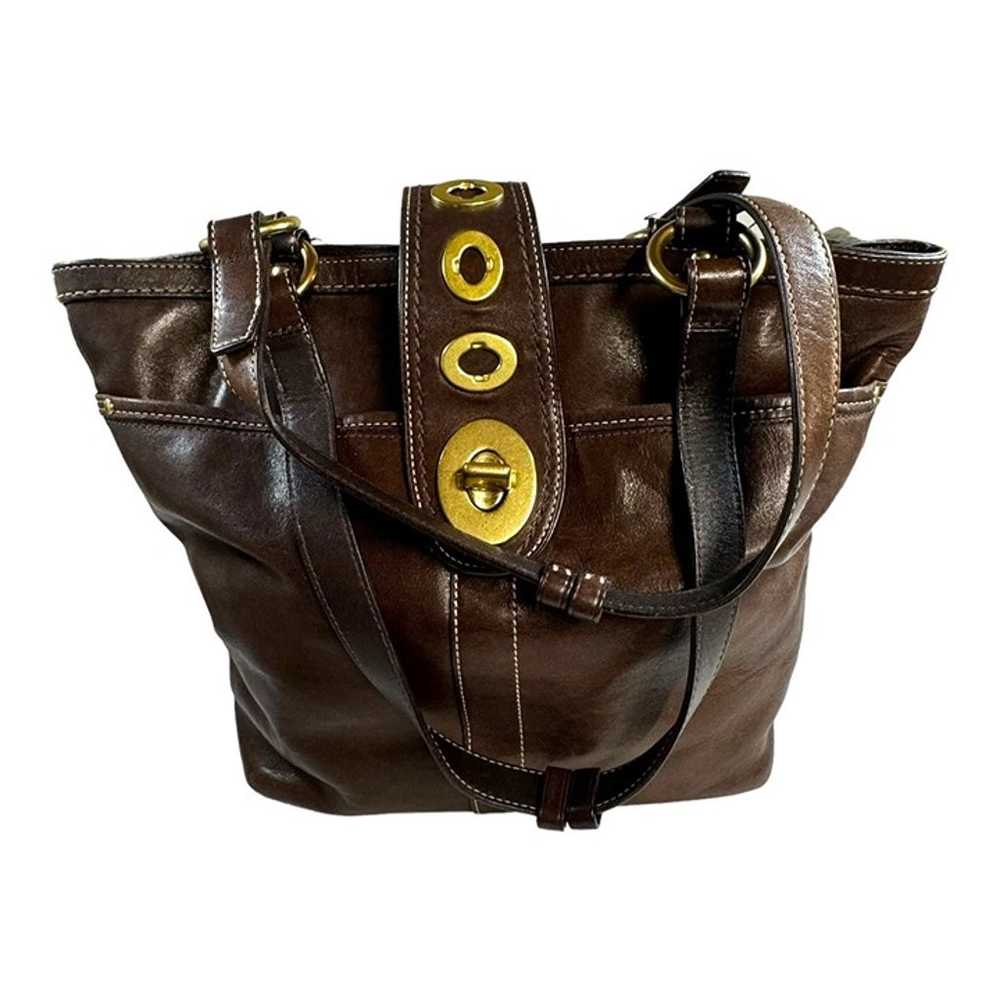 Coach Lily Legacy Leather Tote Bag With Brass Acc… - image 3