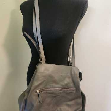 Garnet Hill Grey Italian Leather Should Bag