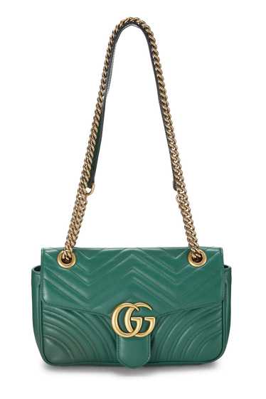 Green Leather GG Marmont Shoulder Bag Small Send … - image 1