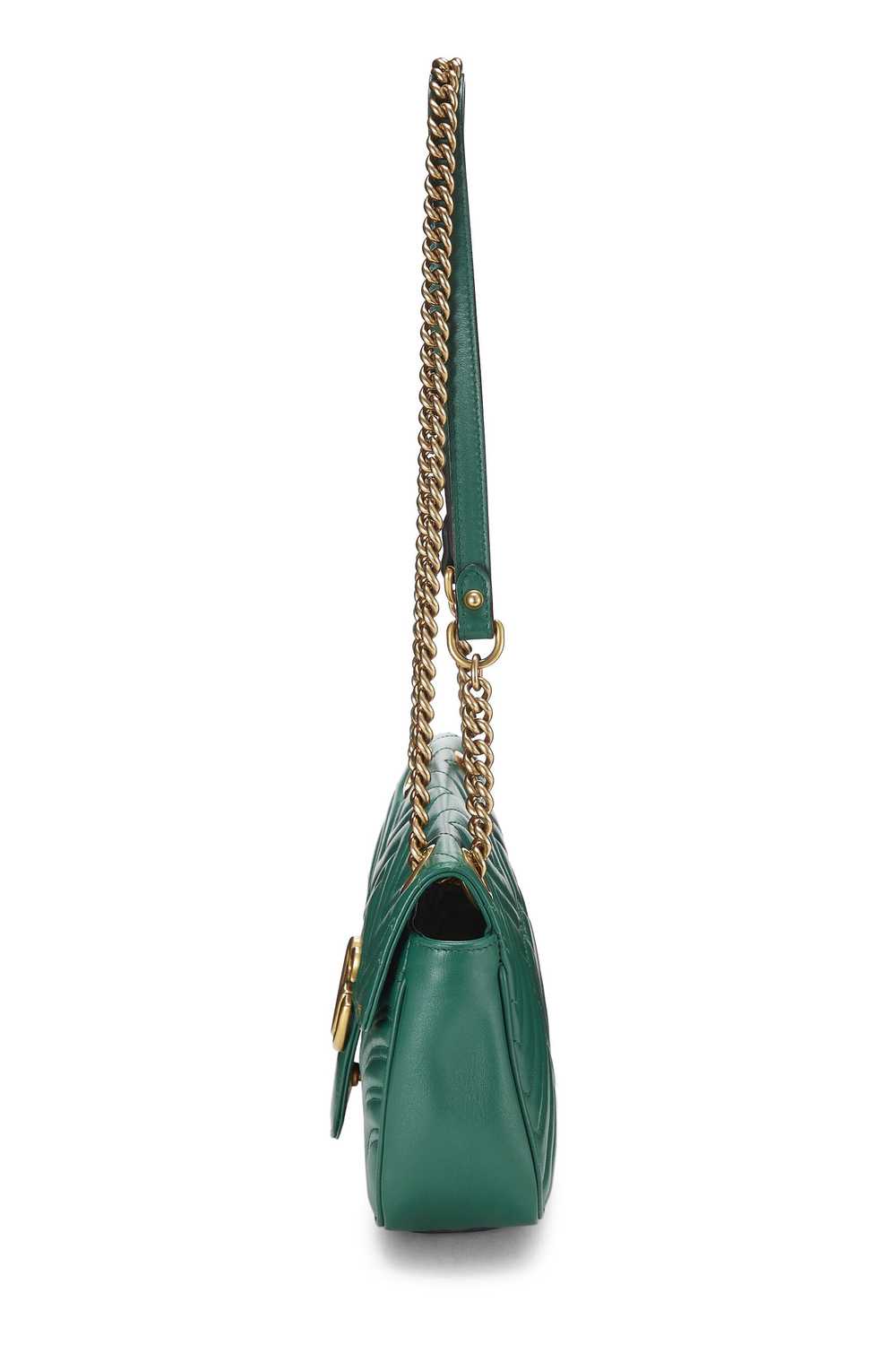 Green Leather GG Marmont Shoulder Bag Small Send … - image 3