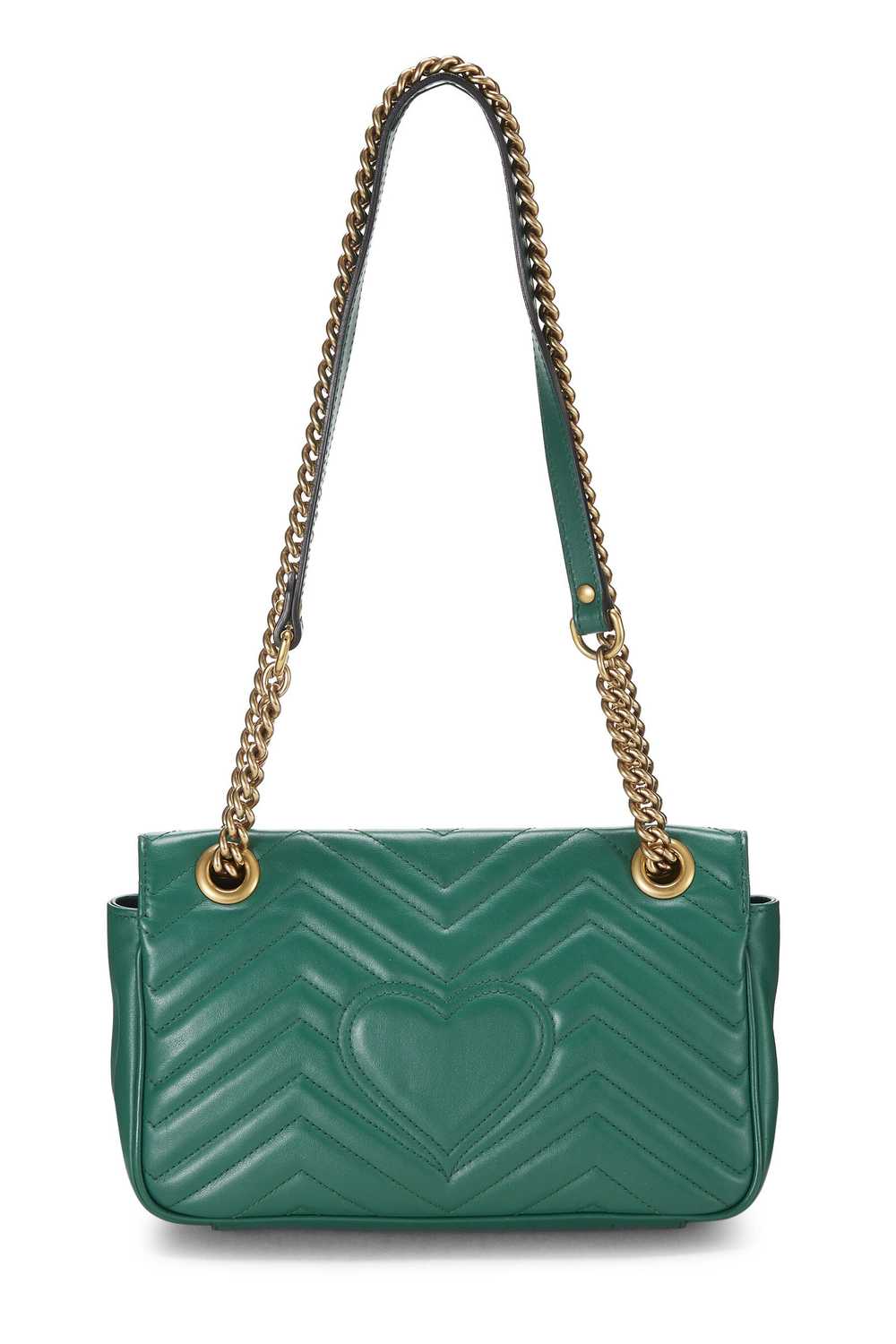 Green Leather GG Marmont Shoulder Bag Small Send … - image 4