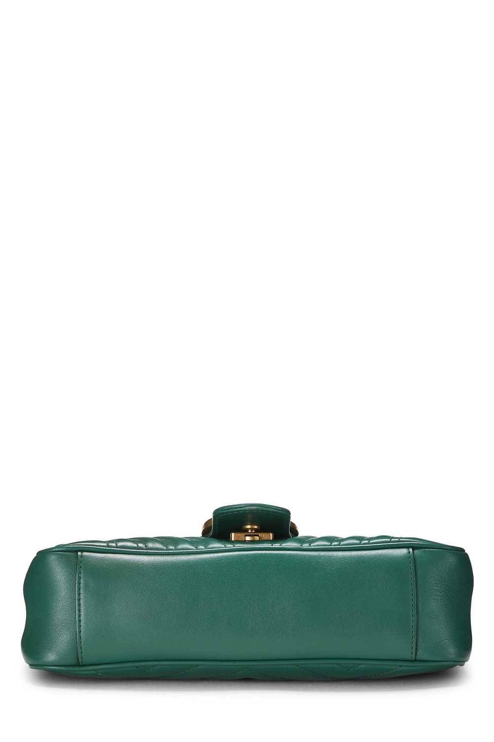 Green Leather GG Marmont Shoulder Bag Small Send … - image 5