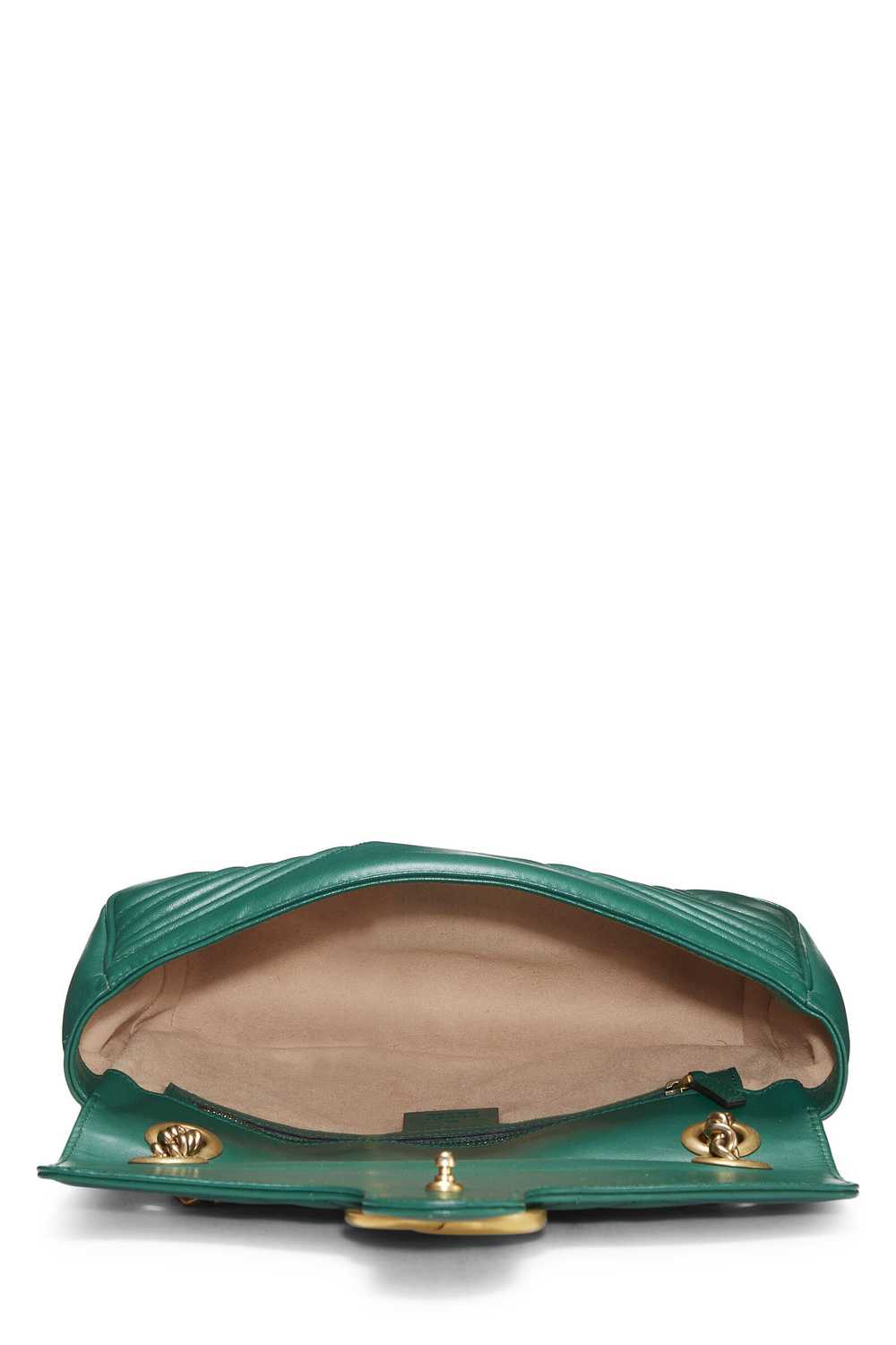 Green Leather GG Marmont Shoulder Bag Small Send … - image 6