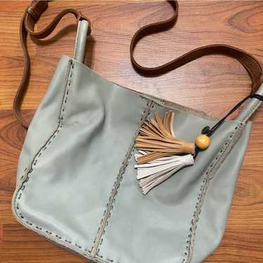 THE SAK Dusty Blue Gray Unlined Leather Crossbody… - image 1