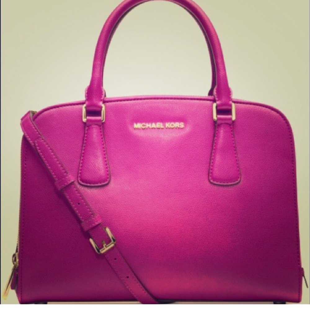 Michael Kors Color raspberry satchel leather - image 12