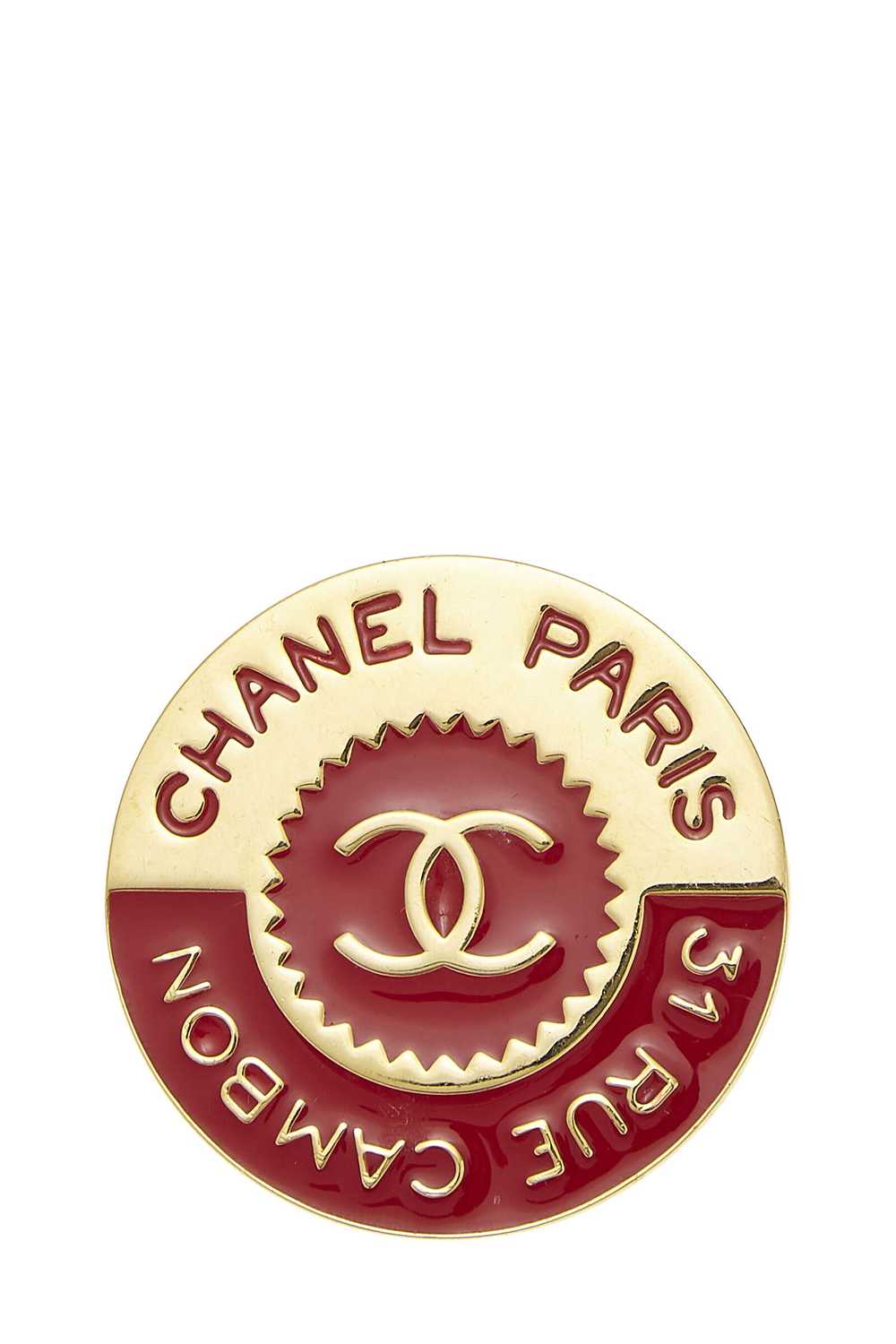 Gold & Red Enamel Rue Cambon Pin Send in SMS Send… - image 1