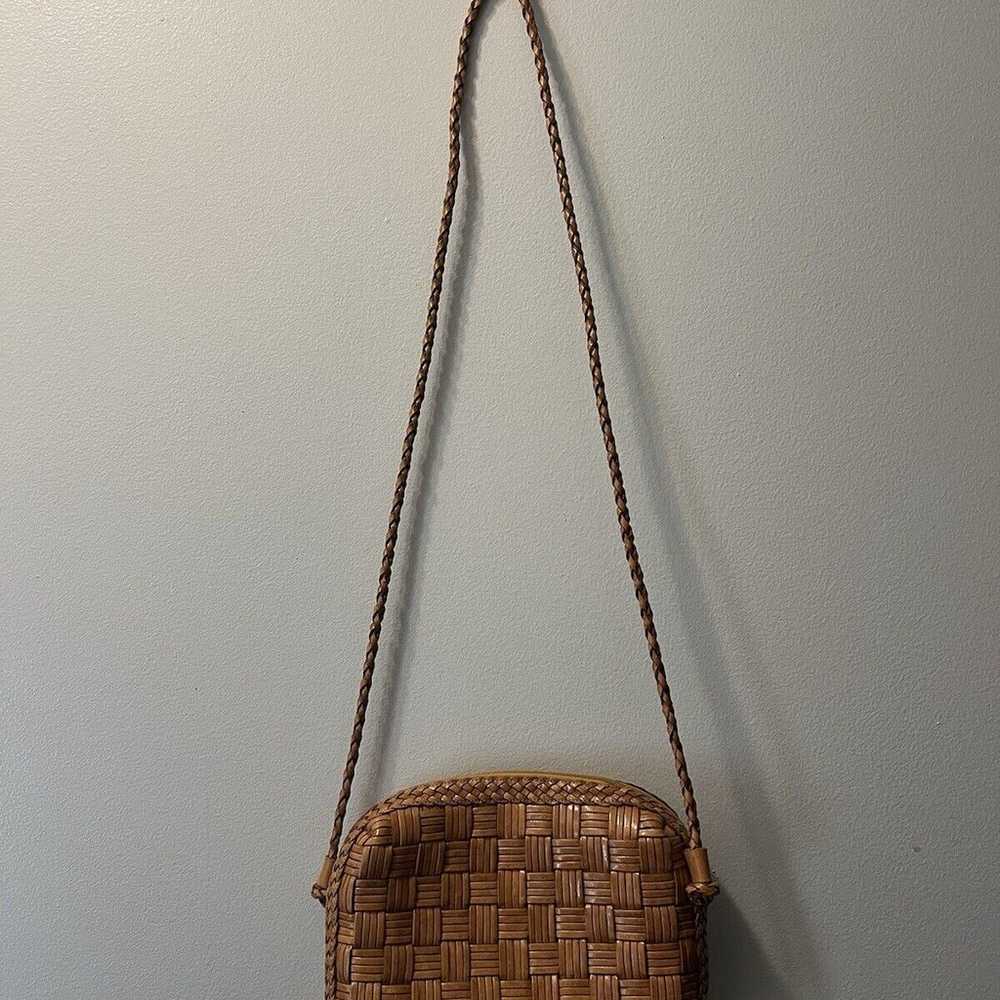 Vintage CEM Purse Woven & Braided Leather Cognac … - image 10