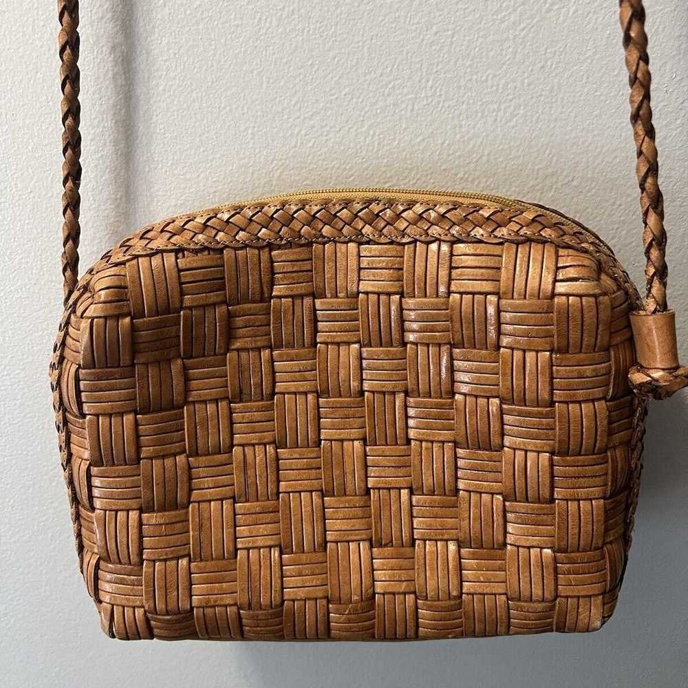 Vintage CEM Purse Woven & Braided Leather Cognac … - image 11