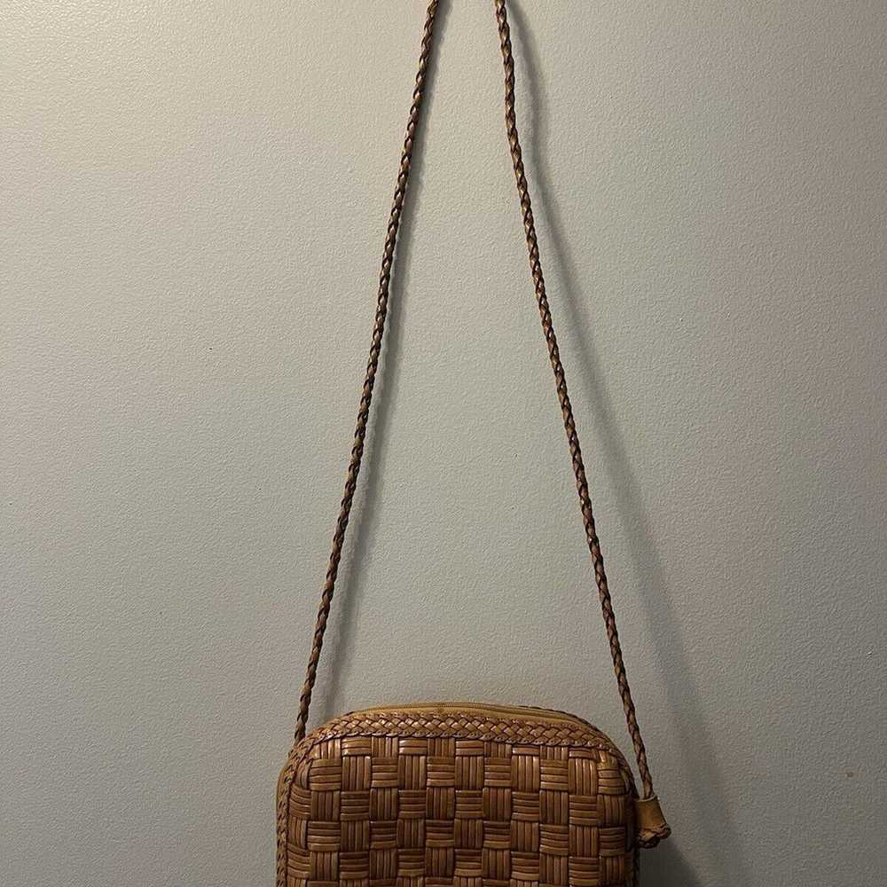 Vintage CEM Purse Woven & Braided Leather Cognac … - image 1