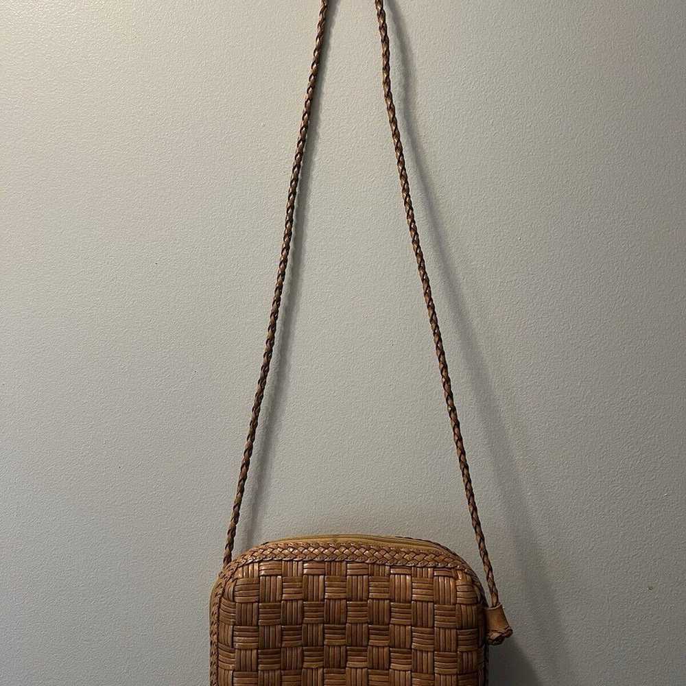 Vintage CEM Purse Woven & Braided Leather Cognac … - image 2