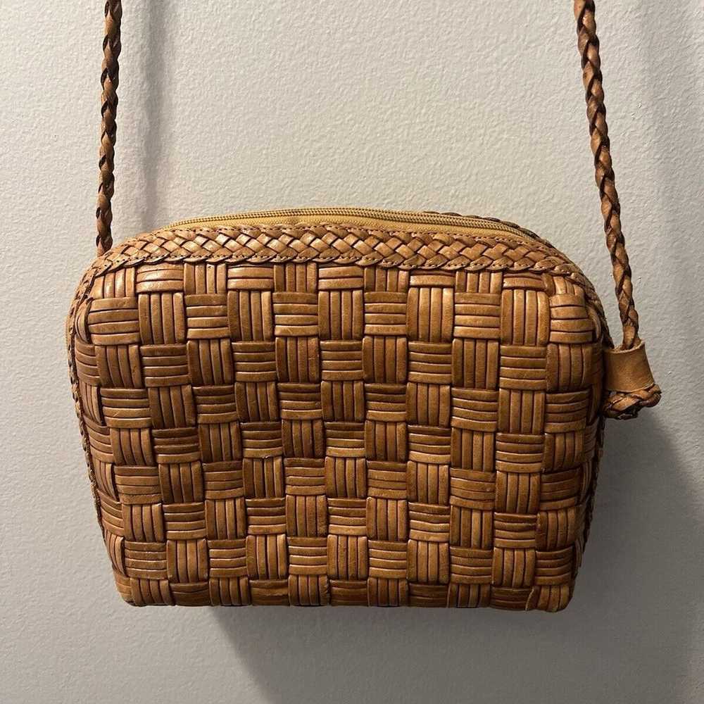 Vintage CEM Purse Woven & Braided Leather Cognac … - image 4