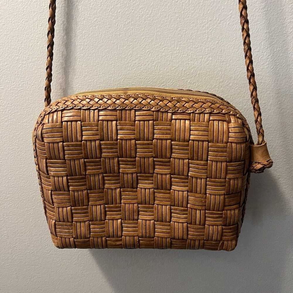 Vintage CEM Purse Woven & Braided Leather Cognac … - image 5