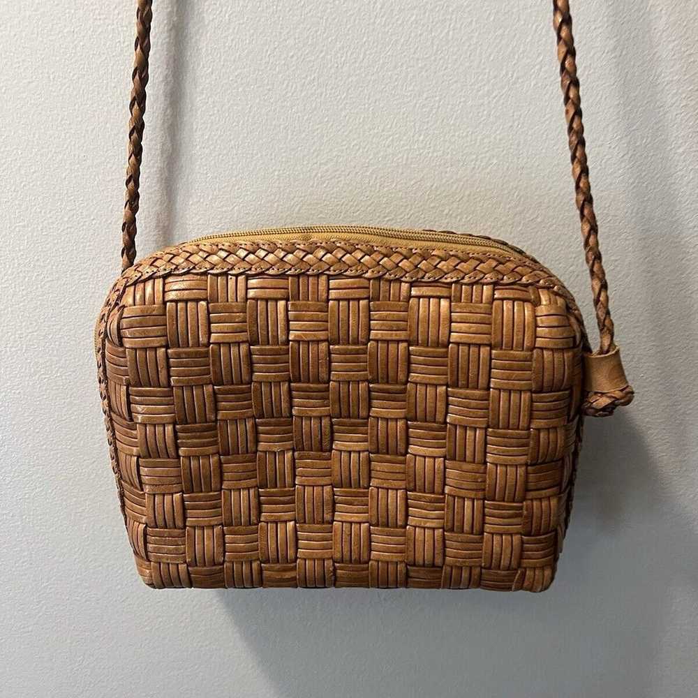 Vintage CEM Purse Woven & Braided Leather Cognac … - image 8