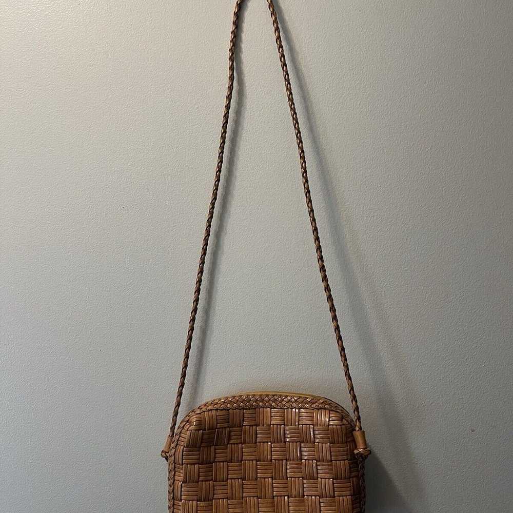 Vintage CEM Purse Woven & Braided Leather Cognac … - image 9