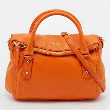 Kate Spade Orange Pebbled Leather Foldover Cobble Hill Leslie outlet Satchel