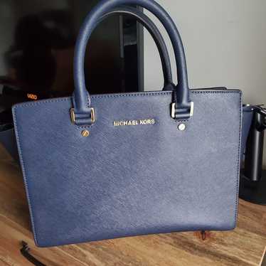 Michael Kors Selma Large Satchel Navy