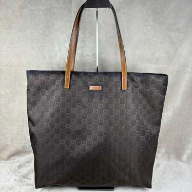 GUCCI Tote Bag Nylon Leather 295252 Brown